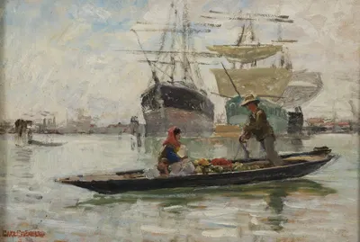 Фруктовая баржа в Венеции. Эскиз by Карл Сканберг, 1882 — digital art print download