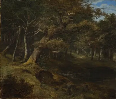 Охота на зайцев в буковом лесу by Кристиан Эцдорф, 1826 — digital art print download