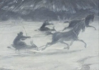 Sleighing on the Ice by Й.А.Г. Акке, 1907 — digital art print download