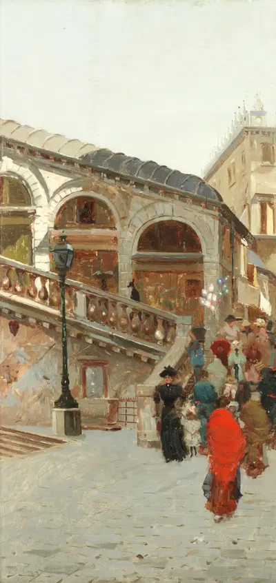 Венецианцы у подножия моста Риальто by Ветторе Занетти-Зилла — digital art print download