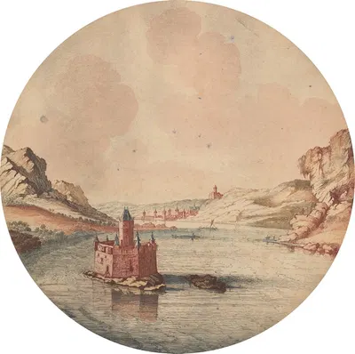 Gezicht op burcht Pfalzgrafenstein bij Kaub by Johann Teyler — digital art print download