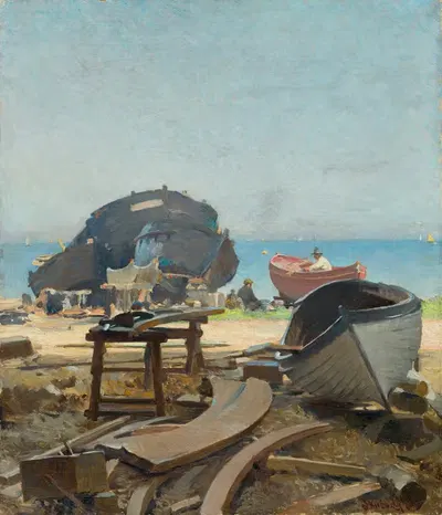 Строительство рыболовных лодок by Доминик Скутецкий, 1903 — digital art print download