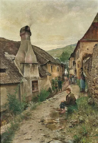A village road in Radelbach in the Wachau region by Josef Kinzel — digital art print download