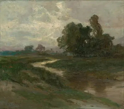 Ночной пейзаж с ручьем by Йозеф Ульманн, 1900 — digital art print download