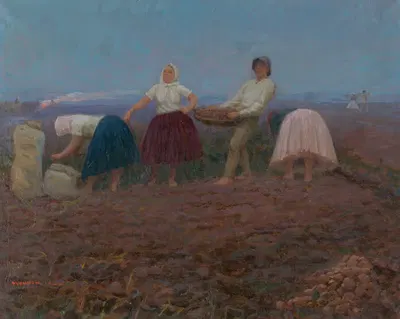 Potato picking by Jozef Teodor Mousson, 1924 — digital art print download
