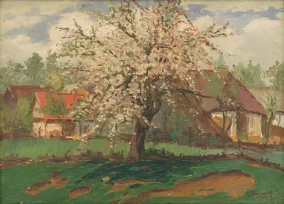 Пейзаж с цветущими деревьями by Богумил Ганак, 1928 — digital art print download