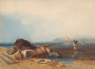 Coast Scene at Low Tide with Fishers by Copley Fielding — digital art print download