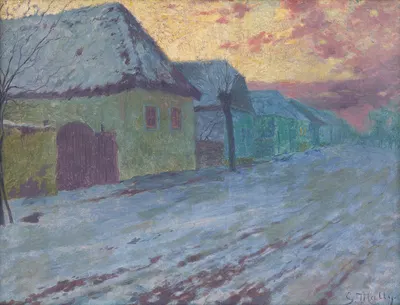 Sunset in Pezinok by Gustáv Mallý, 1905 — digital art print download
