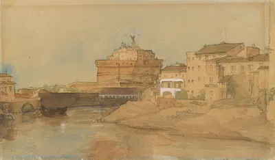 View of Castel Sant' Angelo from the Tiber by James Holland — digital art print download