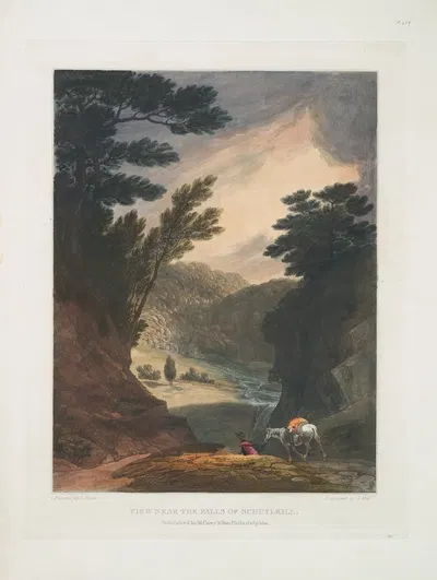 Вид рядом с водопадом Шуйкилл by Джошуа Шоу, 1819 - 1821 — digital art print download