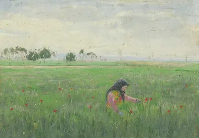 Woman in a Meadow by Karol Miloslav Lehotský, 1900 — digital art print download