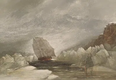HMS Investigator, проходящий через узкий канал by Самуэль Гёрни Крессвелл, 1854 — digital art print download