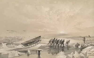 Sledge party returning through water during the month of July by Walter William May, 1855 — digital art print download