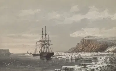 H.M.S. Assistance и Pioneer, привязанные к льду, у мыса Маженди, канал Уэллингтона, 1853 by Уолтер Уильям Мэй, 1855 —…
