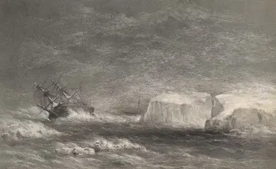 Perilous position of H.M.S. Assistance and Pioneer, on the evening of the 12th of October, 1853.—Disaster Bay by Walter…