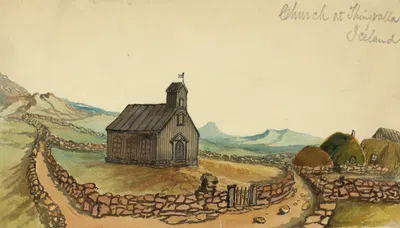 Church at Thingvalla Iceland by Bayard Taylor, 1862 — digital art print download