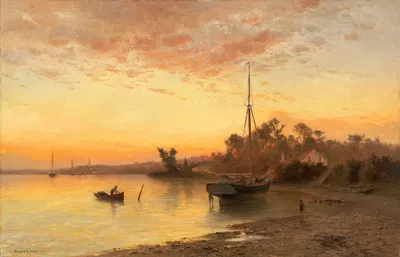У моря, побережье Нью-Джерси by Франсис Августус Силва, 1883 — digital art print download