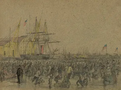 Scene on the Delaware River at Philada. during the severe winter of 1856 by James Fuller Queen, 1856 — digital art print…