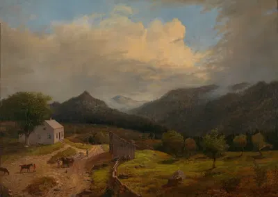 Таверна в Нью-Бостоне, Вермонт by Джеймс Хоуп, 1855 — digital art print download