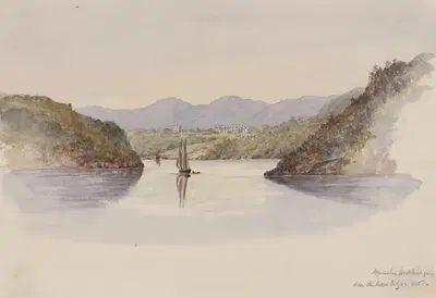Approaching West Point, going down the Hudson, July 24, 1846 by Michael Seymour, 1846 — digital art print download
