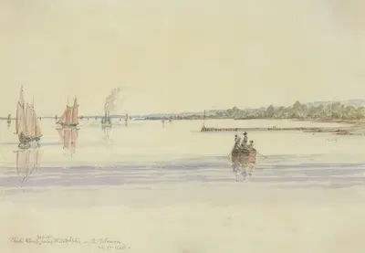 Chester Wharf 20 miles below Philadelphia on the Delaware, July 27, 1846 by Michael Seymour, 1846 — digital art print…