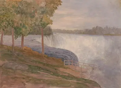 First sight of falls of Niagara before descending the ferry stairs, Wednesday July 22nd 1846 by Michael Seymour, 1846 —…