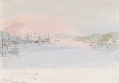 The Hudson River at Albany, U.S. Saturday July 18th 1846 by Michael Seymour, 1846 — digital art print download