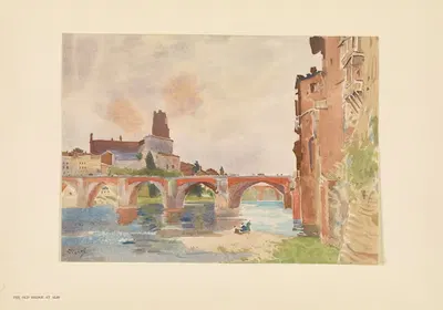 Старый мост в Альби by Пьер Виньаль, 1925 — digital art print download