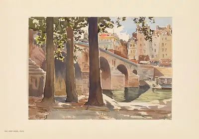 Мост Пон-Мари, Париж by Пьер Виньаль, 1925 — digital art print download