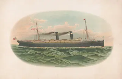 'St Louis' mail ship at sea by Woodward & Tiernan Printing Co., 1895 — digital art print download