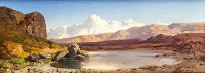 Озеро в Альпах, на заднем плане цепь Монте-Роза в Швейцарии by Альберт Циммерманн — digital art print download