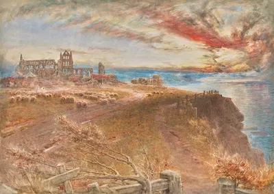 Вечер, аббатство Святой Хильды, Уитби, Йоркшир by Альберт Гудвин, 1894 — digital art print download