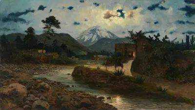 Ночь в Мексике у Попокатепетля by Август Лёр, 1905 — digital art print download