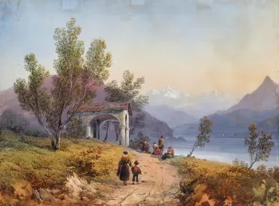 Молитва на берегу озера Маджоре by Карло Боссоли, 1849 — digital art print download