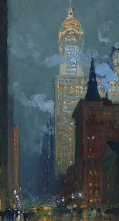Singer Building at Night by Charles Vezin — digital art print download