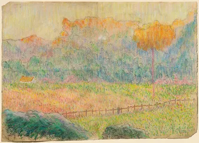 Эскиз для 'Пейзажа с фигурой и домами' by Клод Эмиль Шюффенекер, c. 1891 — digital art print download