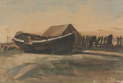 Лодка на пляже, Ле Трепор by Франсуа Бонвен, 1854 — digital art print download