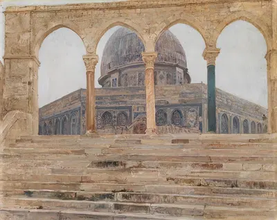 Jerusalem, a View of the Mosque of Omar with the Dome of the Rock by Giulio Aristide Sartorio — digital art print download