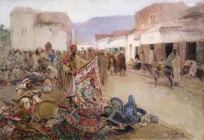 The Carpet Seller by Gustavo Simoni, 1889 — digital art print download