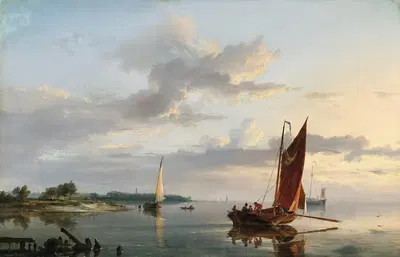 Лодки на спокойном море by Херманус Кеккок, 1847 — digital art print download