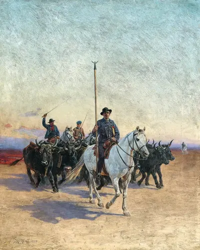 Скотовод Фолко де Барончелли-Джавон (1869-1943) на лошади с стадом by Иван Петрович Пранишников, 1869-1943 — digital art…