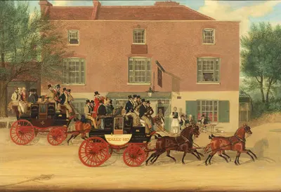 The Birmingham Tally-Ho! Coaches Passing The Crown Inn, Holloway by James Pollard, 1826 — digital art print download