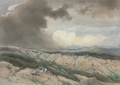 Landscape with Shepherds by Jules Joseph Augustin Laurens, c. 1869 — digital art print download
