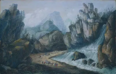 Поток и водопад в Альпах by Луи Беланже, 1792 — digital art print download