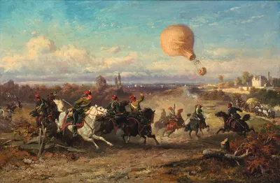 Captive Balloon by Louis Braun, 1871 — digital art print download