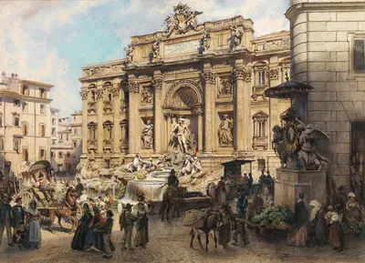 Рим, Фонтан Треви by Людвиг Иоганн Пассини, 1862 — digital art print download