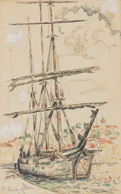 Saint-Tropez, Trois-mâts à quai by Paul Signac, 1920 — digital art print download