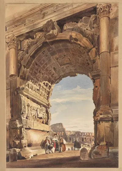 Арка Тита с видом на Колизей, Рим by Томас Хартли Кромек, 1841 — digital art print download