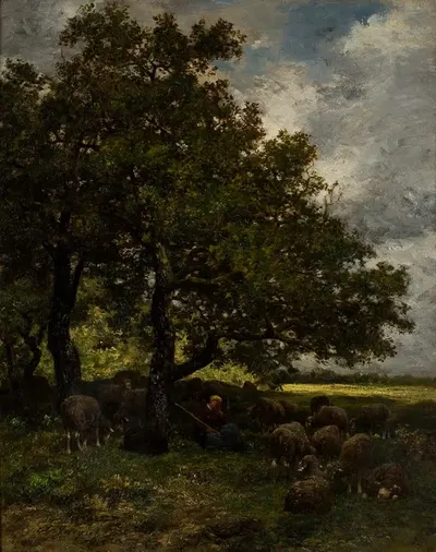 Сельский пейзаж by Шарль Эмиль Жак, 1874 — digital art print download