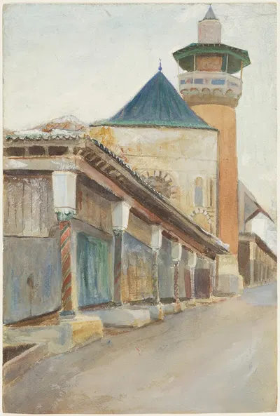 Quayside Scene with Church by Emily Sargent, 1908 — digital art print download